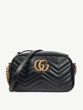 Gucci GG Marmont Small Black Matelassé Shoulder Bag